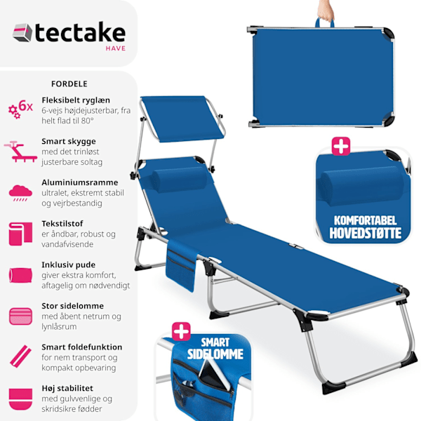 tectake Solseng Aurelie af aluminium, 6-trins -  blå Blue