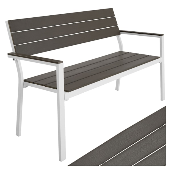 tectake Havebænk Line 128x59x88cm -  lysegrå/hvid Light grey