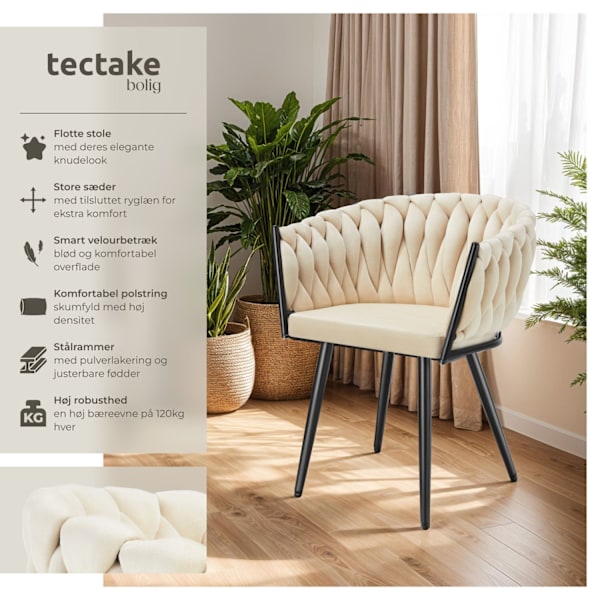 tectake Spisebordsstole Astano velour -  sand Sand