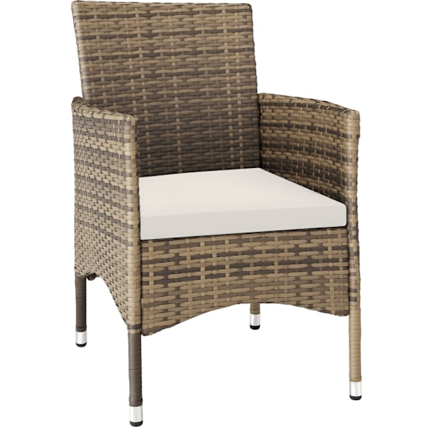 tectake 2 polyrattan havestole + hynder med 2 sæt betræk -  natur/mørkegrå Dark grey