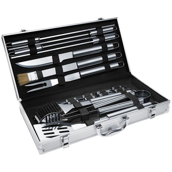 tectake Grillbestik 18 dele rustfrit stål Grey