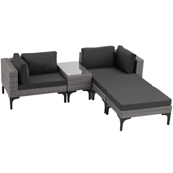 tectake Polyrattan loungesæt Bellaria med aluminiumsramme -  grå Grey