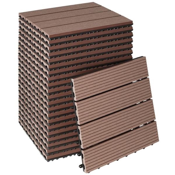 tectake Sæt terrassebrædder Tegulas -  brun Brown