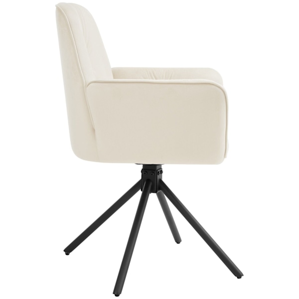 Stol Lenia, polstret - Velour creme/sort,Sæt med 6 stk. Velour creme/sort