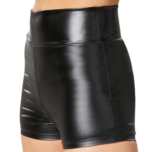 tectake Hotpants i metallisk look sort Black L