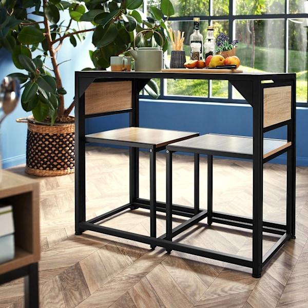 tectake Spisebordssæt Milton -  Industrielt mørkt træ, rustikt Dark brown