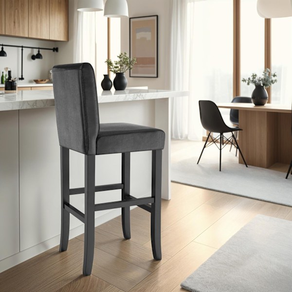tectake Barstol med ryglæn -  sort Black