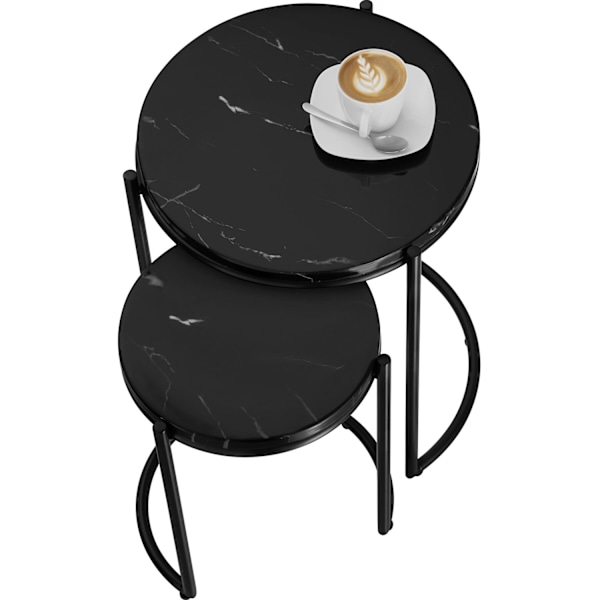 Sidebord Ellsa, marmorplade, stålramme - sort/sort,Sæt med 2 stk. Black