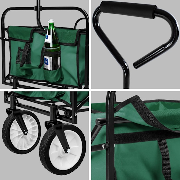 tectake Foldbar trækvogn, bæreevne 80 kg -  grøn Green
