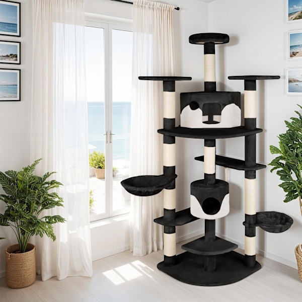 tectake Kradsetræ Nelly -  sort/hvid White