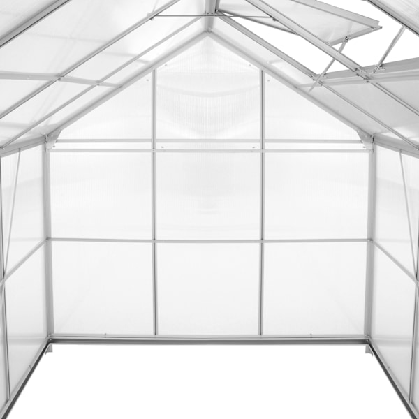 tectake Drivhus af aluminium med fundament, 185x250x195cm Transparent