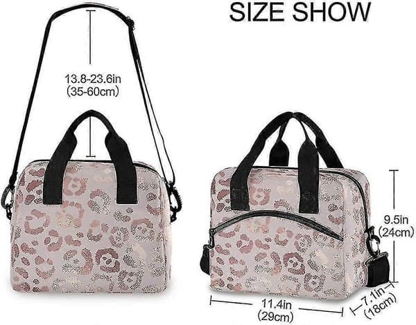 [HT]Rose Leopard Matpose Gjenbrukbar Isolert Kjølebag Matpose Med Justerbar