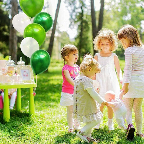 Pakkauksessa 50 vihreää ilmapalloa konfetilla - 12" - Vihreät koristeet - Helium-ilmapallot lasten syntymäpäiväjuhliin, Balloon Garland, Dinosaurukset