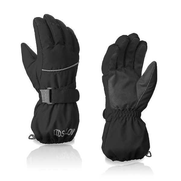 Vinter barns delade fingervarma handskar Enfärgad Vindtät Vattentät Bärbar Five Finger Outdoor Skidhandskar Blue 8*10 years