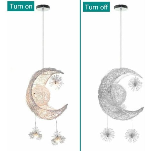 Pendelljus Moon and Stars LED-ljuskrona Taklampa Aluminium Pendellampa med 5 lampor för barn Sovrum Living Ro