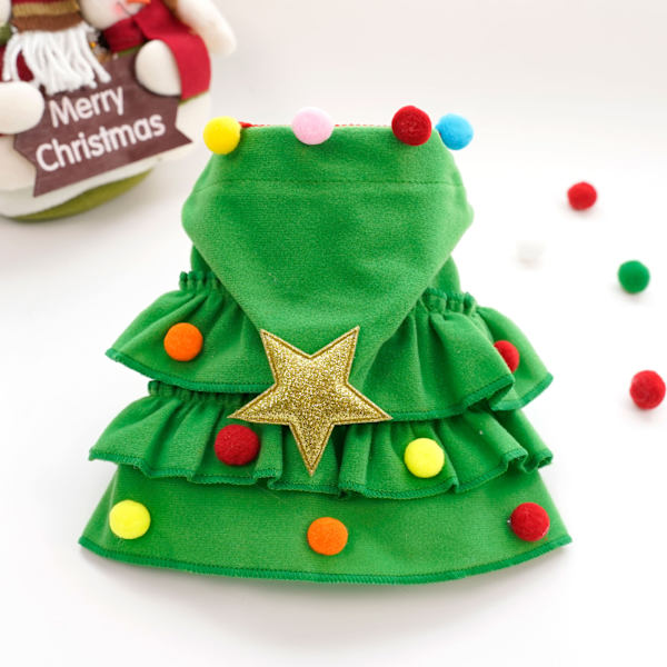 Julkläder för husdjur, tvåfärgad kappa, höst- och vinterkappa för husdjur, sjal Green M