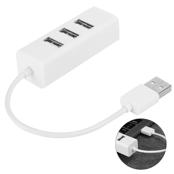 4-Port Hub USB Splitter Dokkingstasjon Bærbare Datamaskindeler OTG Hvit Dataoverføring