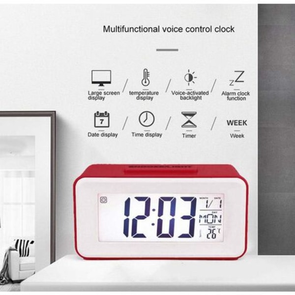 Litthing Digital väckarklocka Digital LED-klocka Väckarklocka Datum Temperatur Snooze 8 Music Sleep Batteridriven (svart)