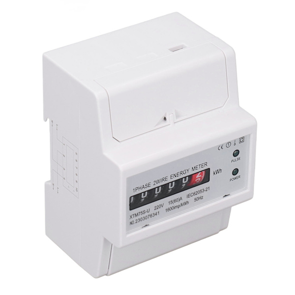 Enfase Energimåler med Digital Display og 35mm Skinnemontering til DC220V Strømsystemer