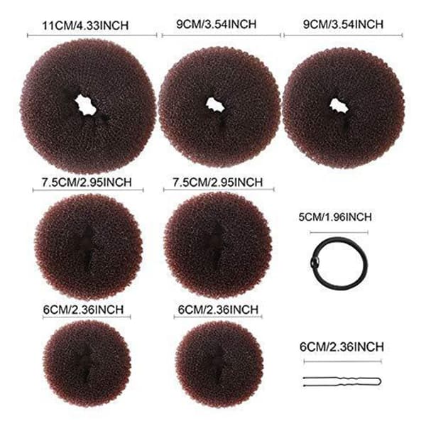 Hår Donut Bun Maker Sæt 7 Dele Hår Bun Donut 10 Dele Hårnåle og 5 Dele Elastiske Bånd Hår Bun Shaper Sæt