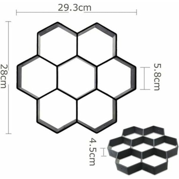 Uudelleenkäytettävä kuusikulmainen mold betonipäällysteille, stepper, sementtikivi jalkakäytävälle, ajotieltä, patio, puutarha, tie 29,3*28*4,5