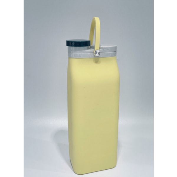 Stor kapacitet Sport Bärbar multifunktionell vattenkopp Silikon Utomhus infällbar hopfällbar vattenflaska Gåva Resevattenflaska (Gul)600ML