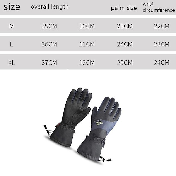 Vedenpitävät hiihto- ja lumihanskat, talven lämpimät kosketusnäytölliset hiihtohanskat miehille ja naisille M SK05 black and blue
