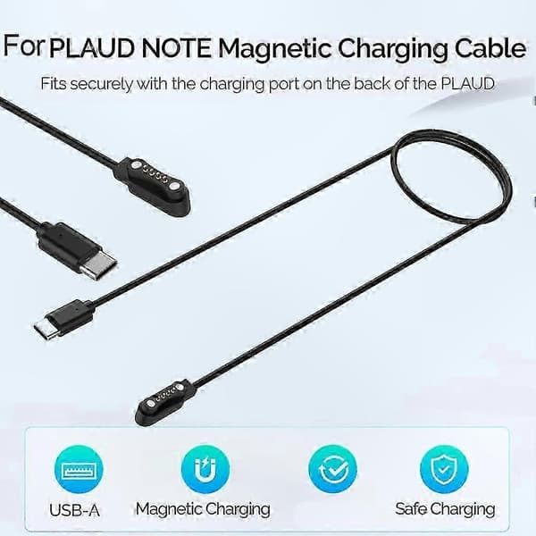 Plaud Note AI stemmeoptager magnetisk oplader med USB-C opladerkabel
