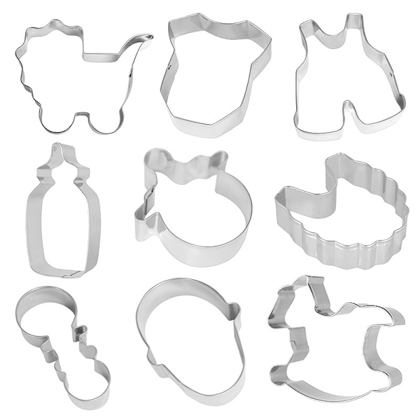 Baby Series 9 delar rostfritt stål Omelett Cookie Cutter Set,