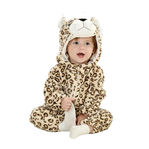 Baby Dinosaur kostym Barn Söt Hoodie Jumpsuit Halloween Leopard 12-18 Months