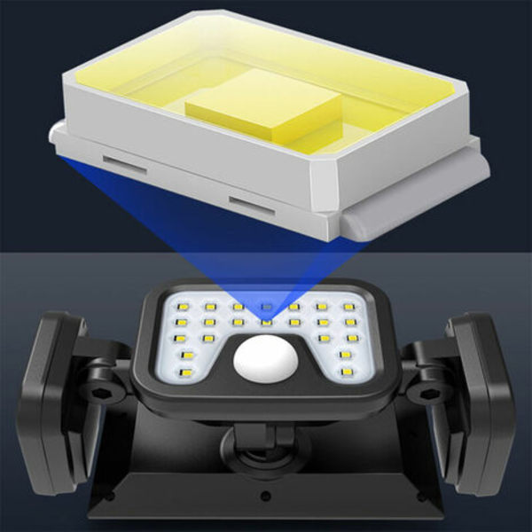 Solar Light COB LED Vägglampa Utomhus Solar Powered Motion Sensor Light, rörelseaktiverad belysning, justerbar vinkel, W