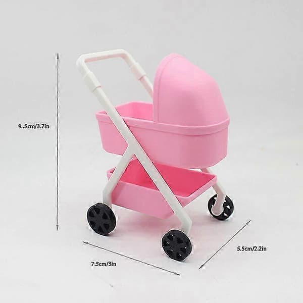 1:12 Dockhus Barnvagn Simulering Mini Babylift Vagn Scendekor Tillbehör Leksaker 2025[ht] Pink