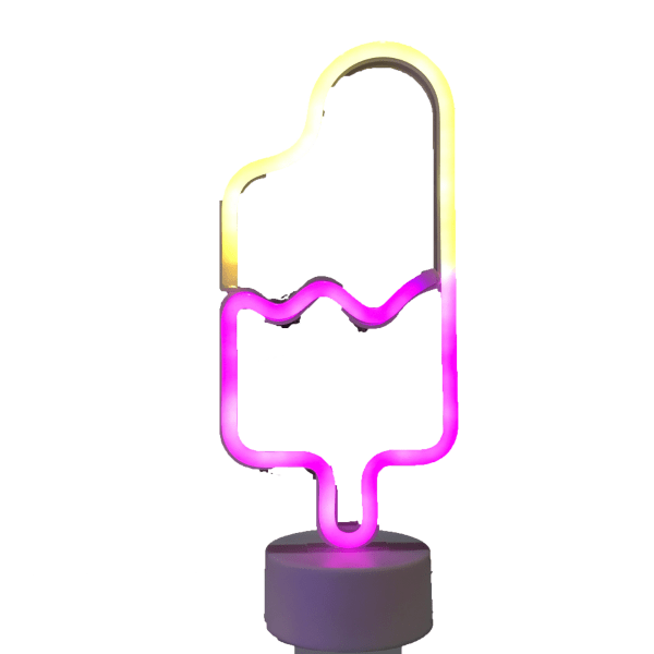 LED neon avtakbar ispinnedekorasjonsnattlys, modelleringslampe i plast (separat dobbel ispinnefarge),