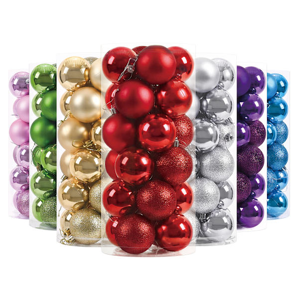 Silverfärgad plast julgranskulor, 4CM 24 julgranskulor