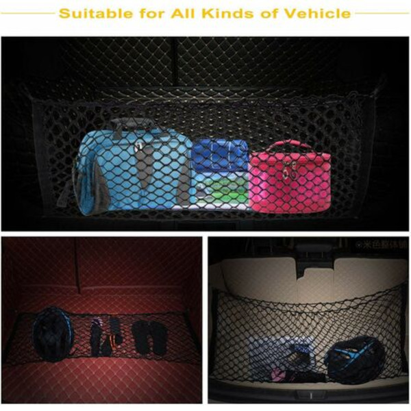 90x40cm sort plastik nylon bilopbevaringspose Lastbil bagfragtnet Bagageorganisator krogpose