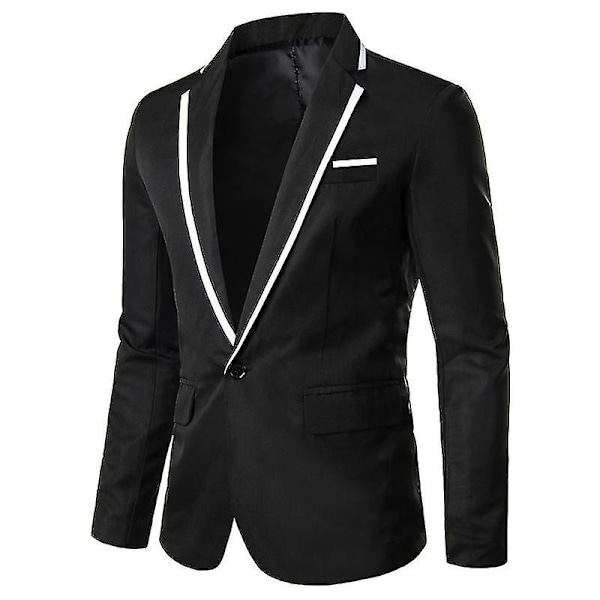 Mænd Blazer Letvægts Casual Solid One Button Slim M Black