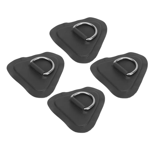 4 stk. D-ring patch rustfrit stål D-ring pad til oppustelig båd surfbræt jolle paddle board sort