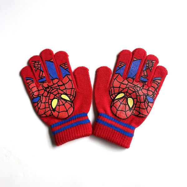 Spiderman Kids Full Finger Handskar Utomhus Varm Vinter Stickad Thermal Vantar Presenter C