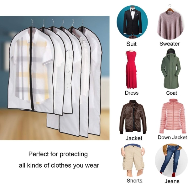 Beklædningsgenstand, støvtæt støvtæt møl fugt, halvgennemsigtig lynlås beskyttende betræk til skjortedragter/frakker, 3 stk.