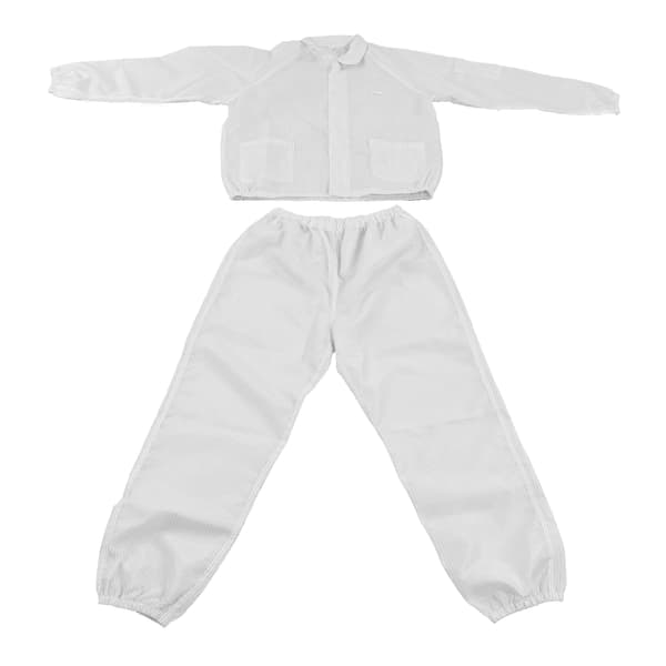 Antistatisk Polyester Skyddsdräkt Vit Delad Design Verkstads Säkerhetskläder
