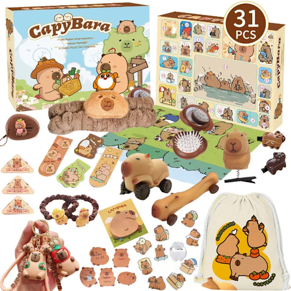 Juleblindboks med hull-leker - festlig atmosfære leker Capybara 31pcs
