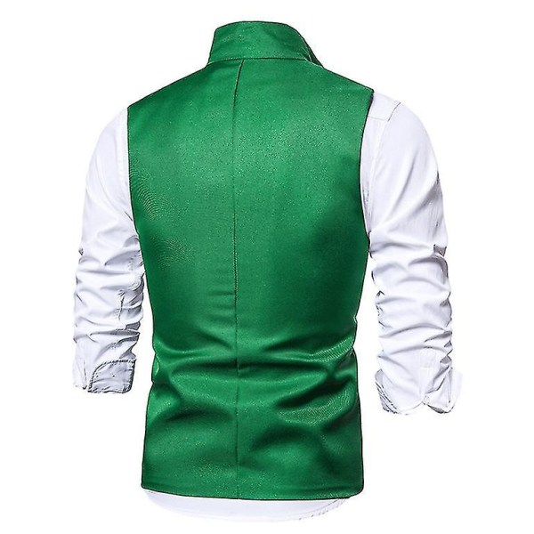 Menn Lapel Suit Vest Uformell Stilig ensfarget vest XL Green