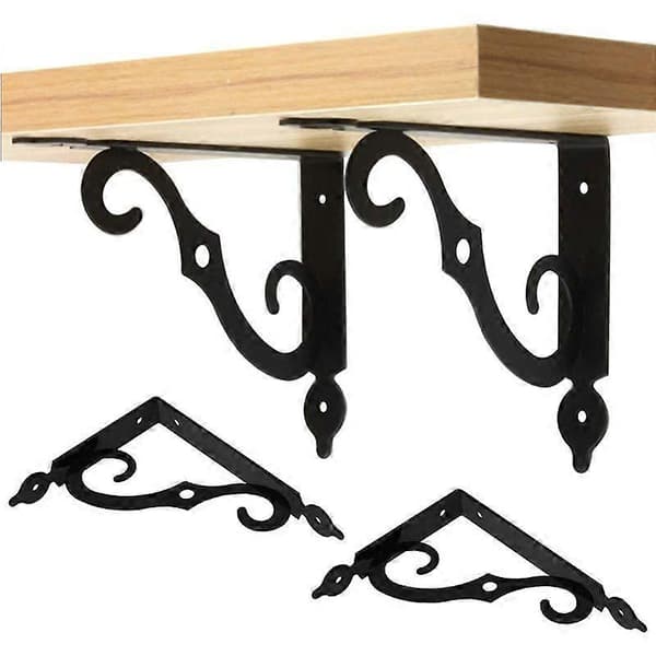 st Vægbeslag til hylder | Farve: Sort | Mål: 140 x 110 mm