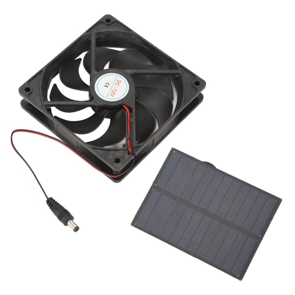 12V 3W Monokrystallinsk Solpanel Ventilator Sæt til Campingvogn Toilet Kæledyrshus Udendørs
