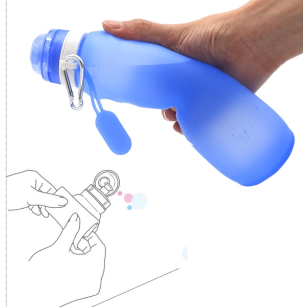 Taitettava luova silikonivesikuppi ulkokäyttöön urheiluvälineisiin kannettava vesipullo matkavesipullo (sininen)
