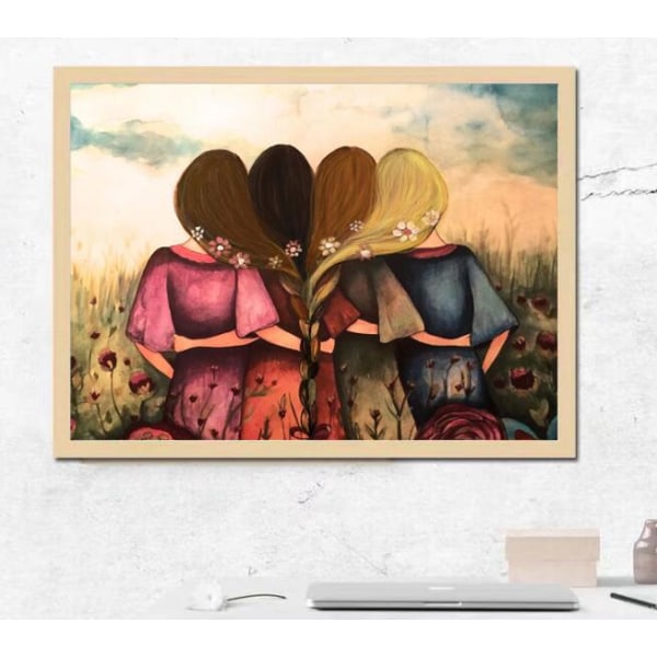 Cartoon Sisters Diamond Painting (rund diamant 30x40 cm)