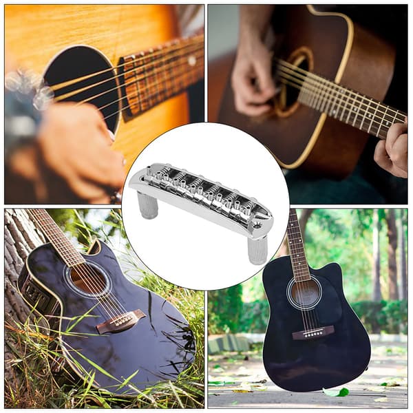 Gängad sadelgitarrbrygga för Mustang Jag J master Style-gitarrer (silver)