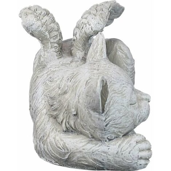 Memorial Cat Pet Angel Æresstatue Gravsten, 25,5 cm, polyresin, antik sten