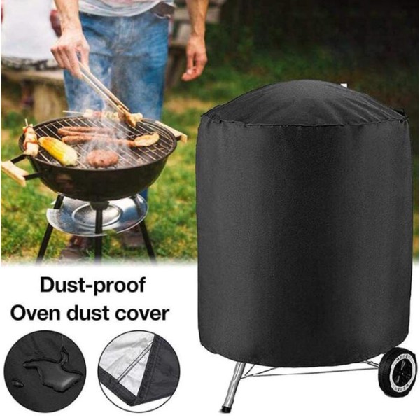 Musta pyöreä vedenpitävä ulkogrilli BBQ Fire Pit -uunin cover Grillin cover Brazier cover Grillin cover (58x77cm),