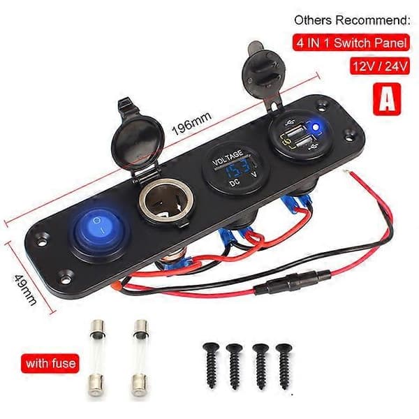 24V 12V bryterpanel 8 knapper USB-ladere effektbryter lysbryter 15A sikringsbladtilbehør for bil lastebil båt campingvogn 4 in 1 A